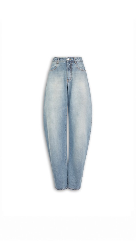 ALA&Iuml;A LOW-WAIST ROUND JEANS FADED BLUE