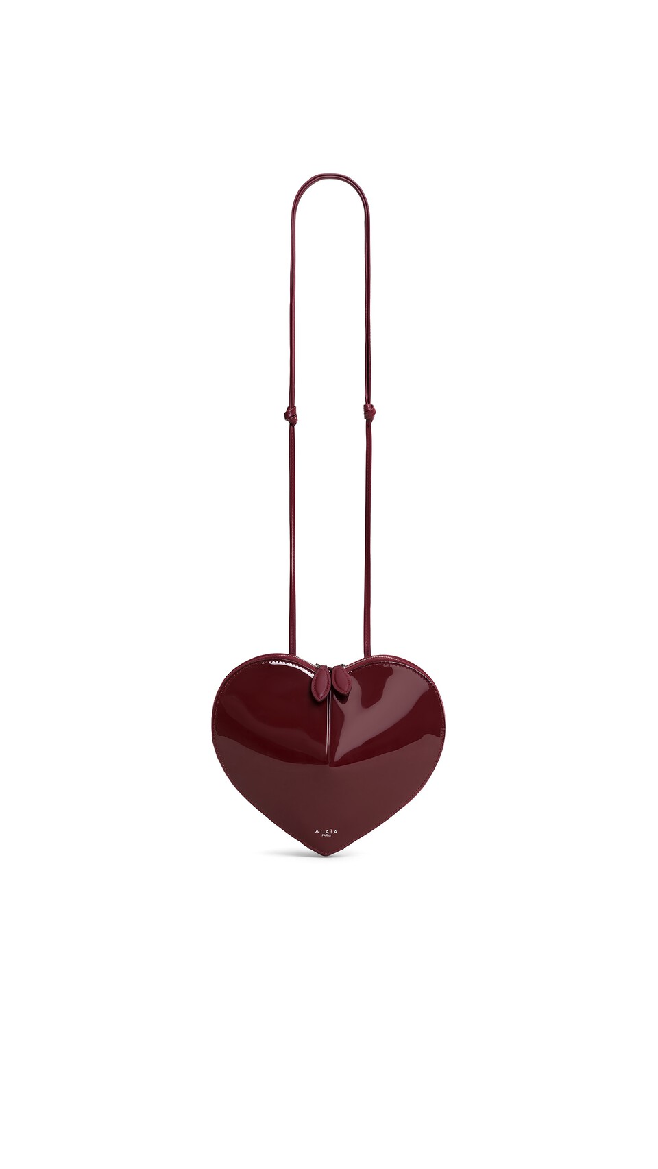 ALA&Iuml;A LE C&OElig;UR BAG IN PATENT LEATHER GARNET RED