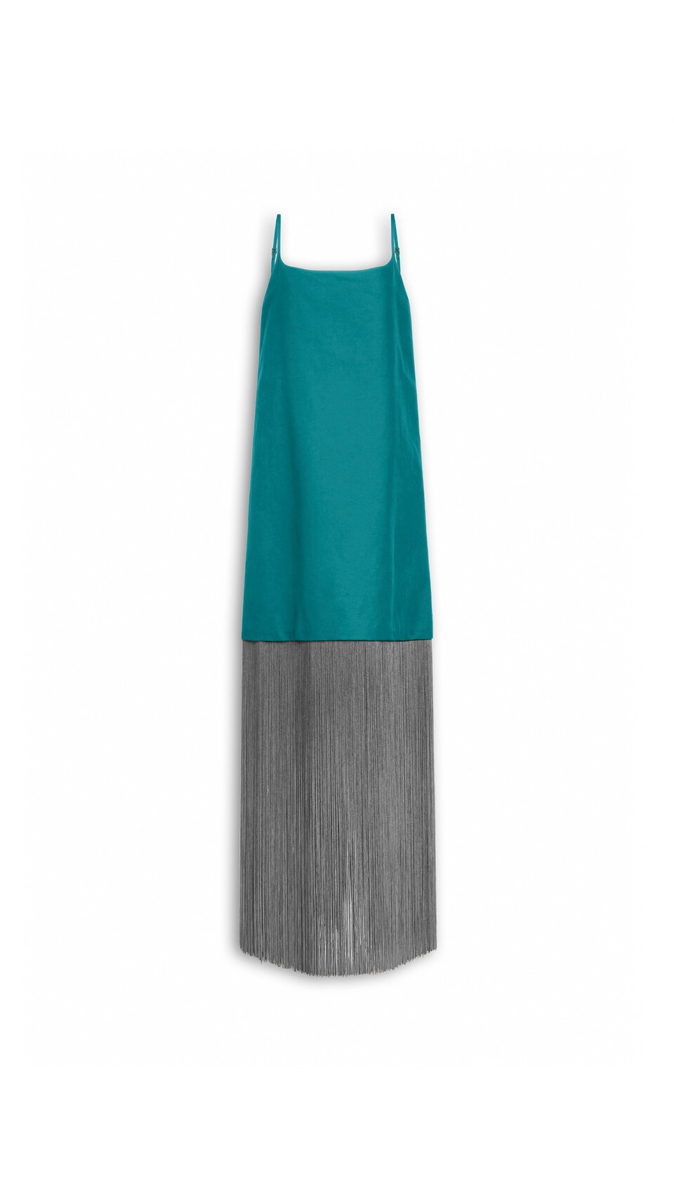ALA&Iuml;A FRINGED SLIP DRESS EMERALD