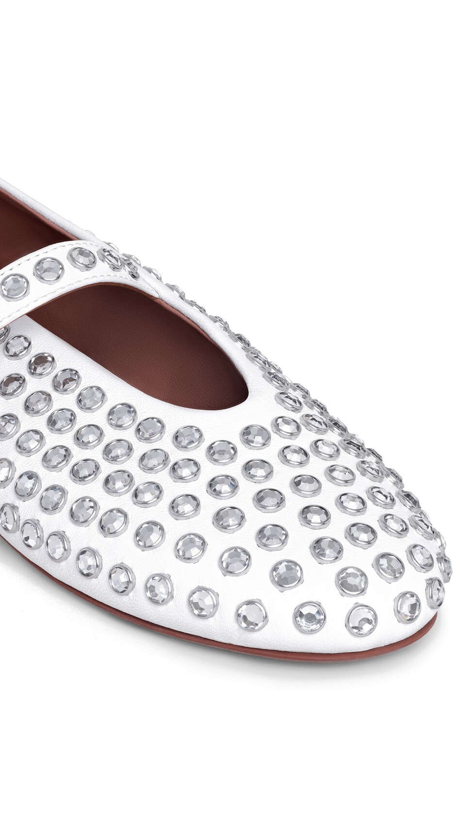 ALA&Iuml;A STRASS LAMBSKIN BALLET FLATS OFF-WHITE - View 3
