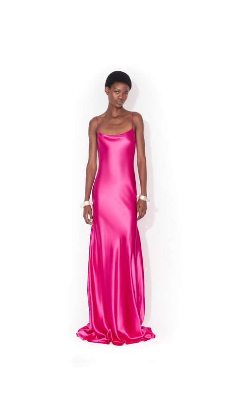 ALA&Iuml;A SLIP SILK DRESS PINK - View 2