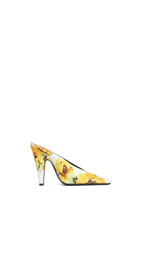 ALA&Iuml;A CONE MULES IN FLOWER PRINT WHITE/YELLOW