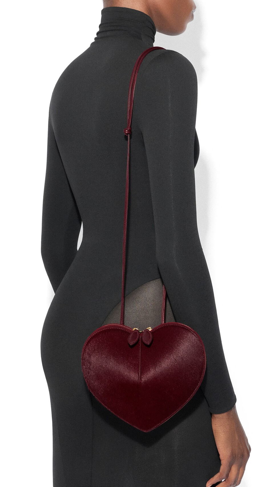 ALA&Iuml;A LE COEUR BI-MATERIAL IN HAIRCALF CHERRY - View 5