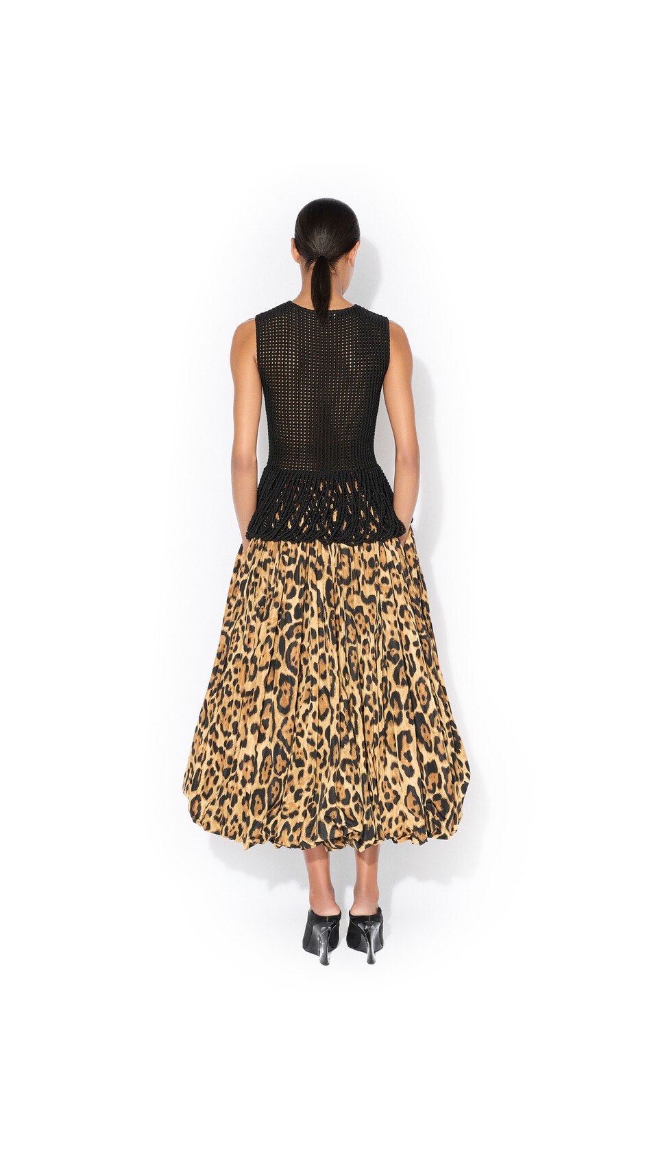 ALA&Iuml;A BEAD KNIT PEPLUM TANK TOP BLACK - View 3