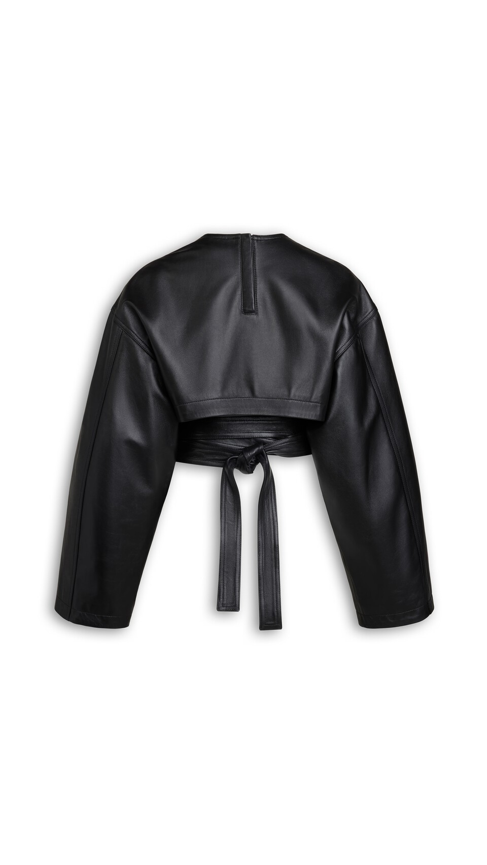 ALA&Iuml;A BELTED LEATHER TOP BLACK - View 3