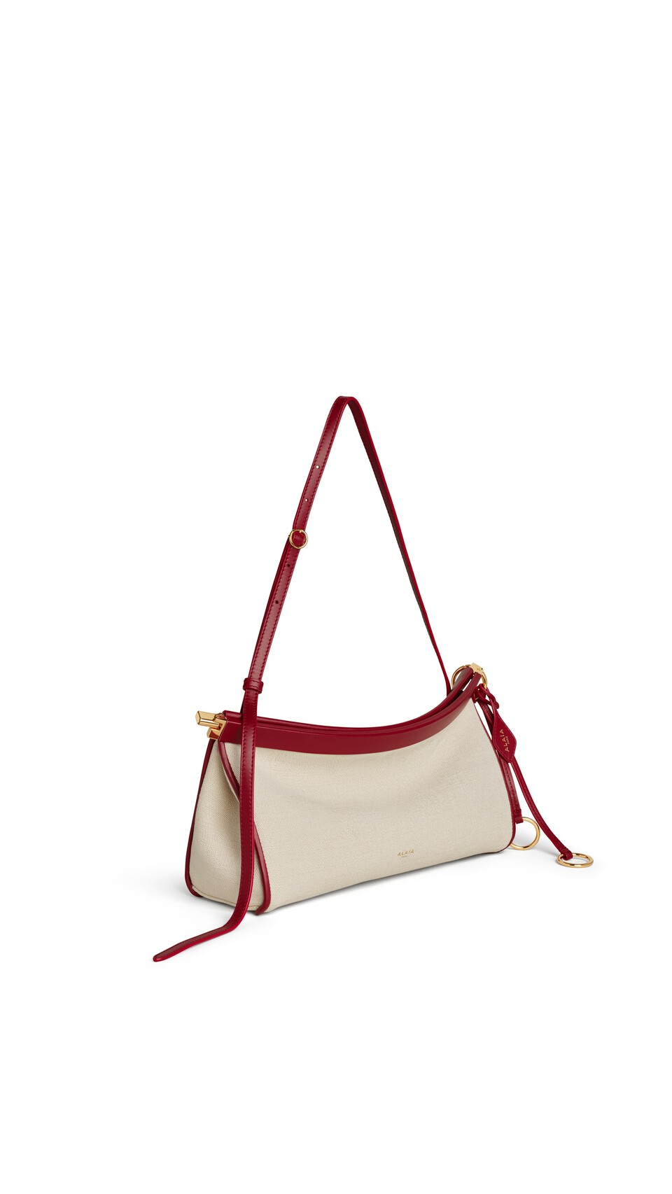 ALA&Iuml;A LE CLICK EAST WEST MEDIUM BAG IN CANVAS NATURAL - View 2