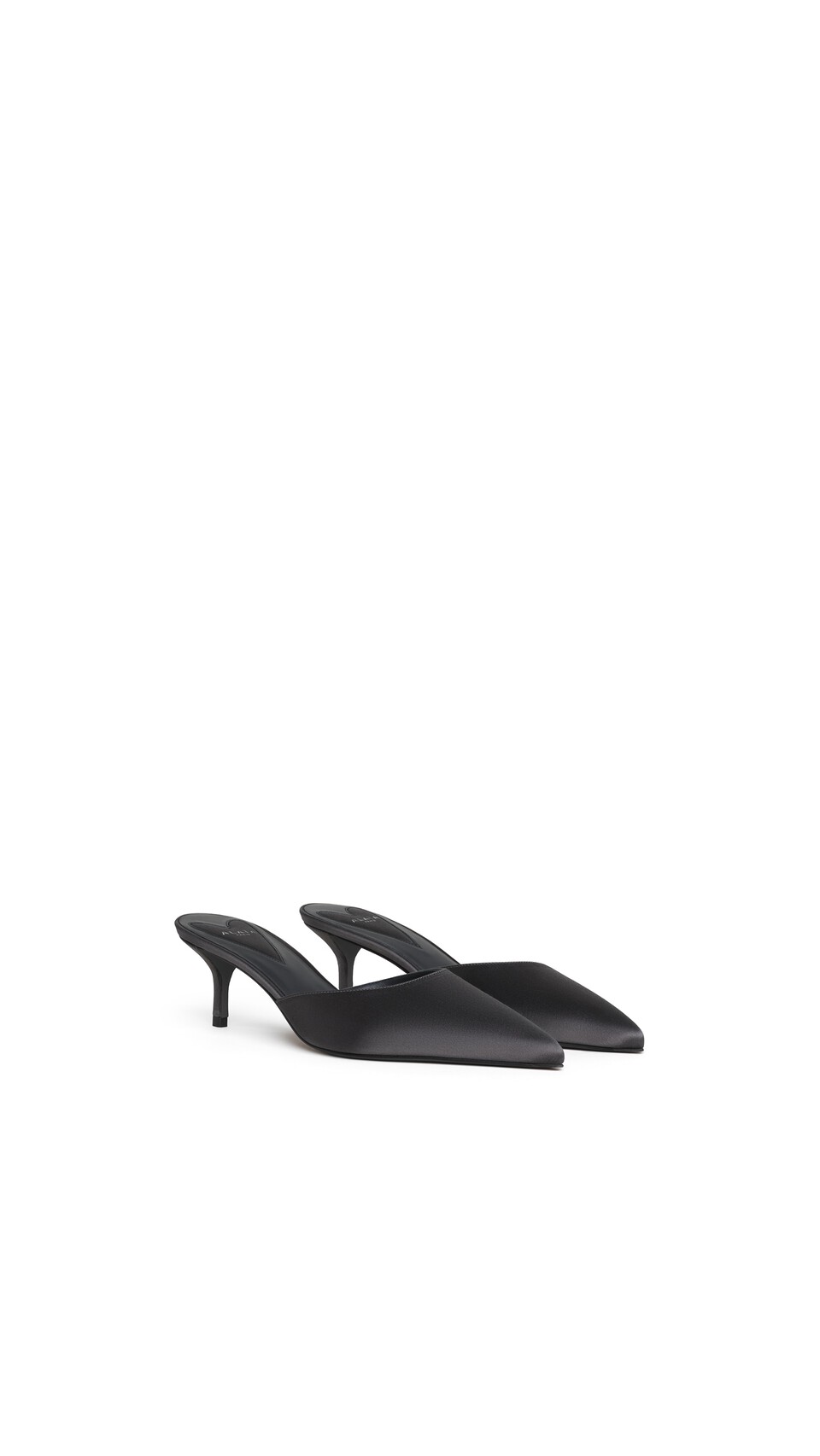 ALA&Iuml;A LE C&OElig;UR MULES IN SATIN ANTHRACITE/DARK GREY - View 2