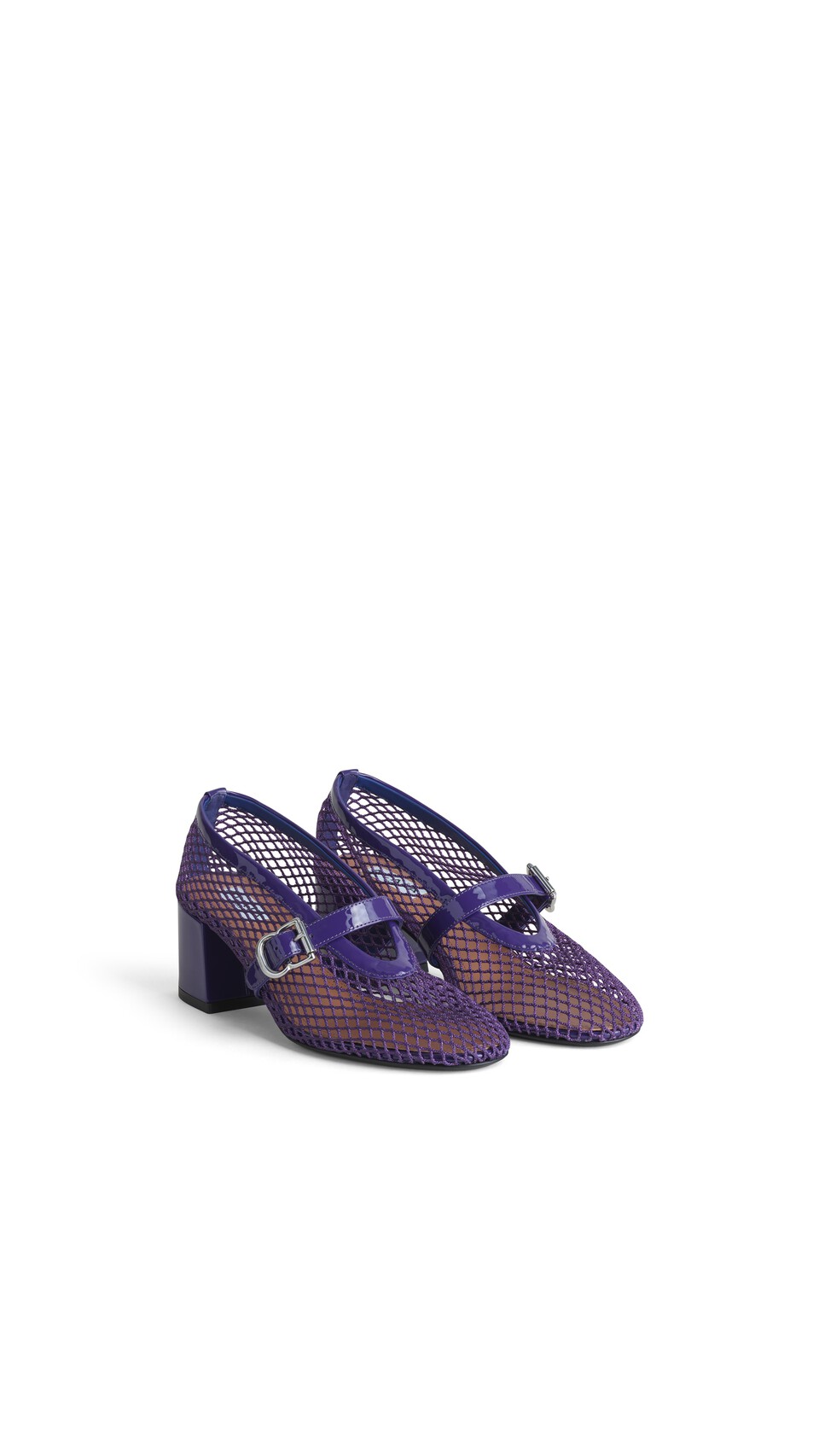 ALA&Iuml;A MARY JANES IN FISHNET AND PATENT LEATHER IRIS - View 2