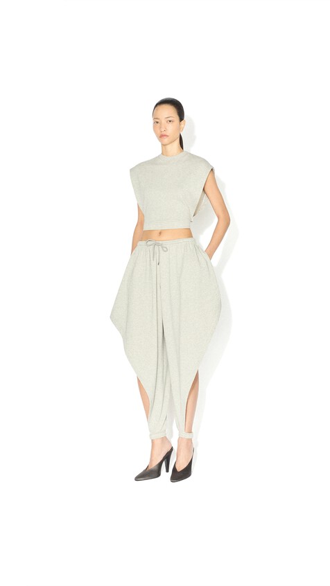 ALA&Iuml;A FLEECE JERSEY POINTED PANTS MIXED GREY - View 2