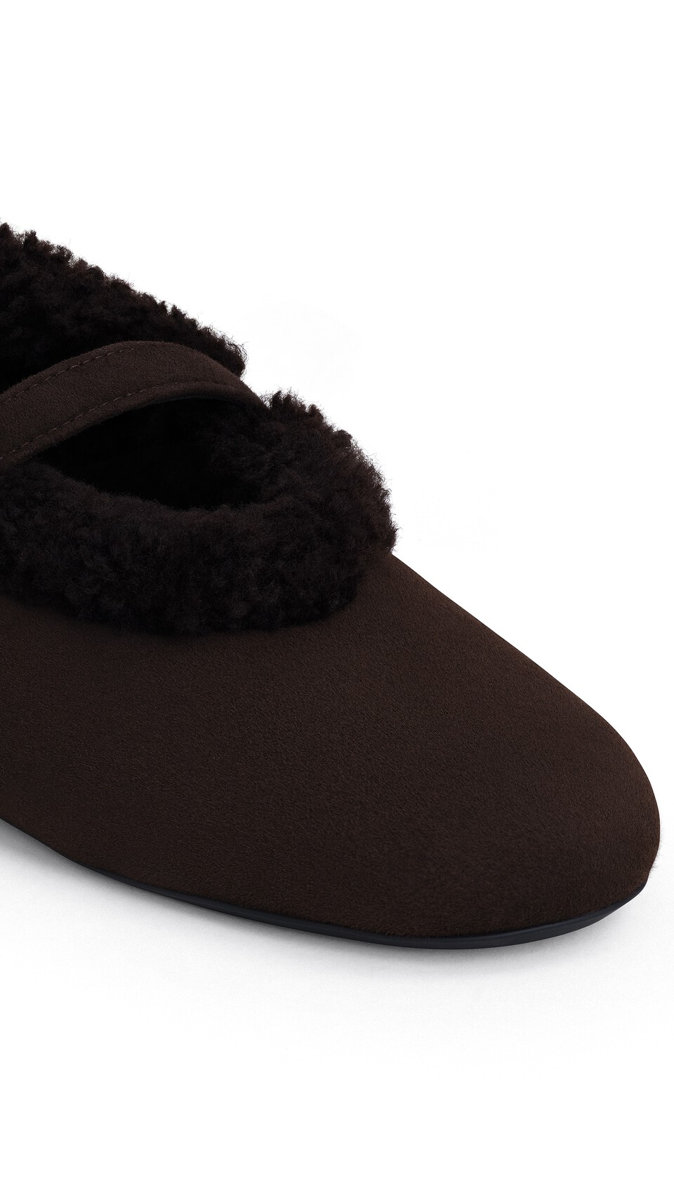 ALA&Iuml;A BALLET FLATS IN MERINO SHEARLING CHESTNUT - View 3