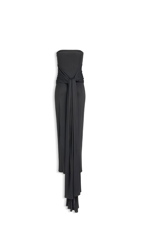 ALA&Iuml;A BUSTIER JERSEY FLUID DRESS BLACK - View 2