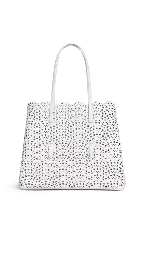 ALA&Iuml;A MINA 37 BAG IN PERFORATED VIENNE CALFSKIN OFF-WHITE
