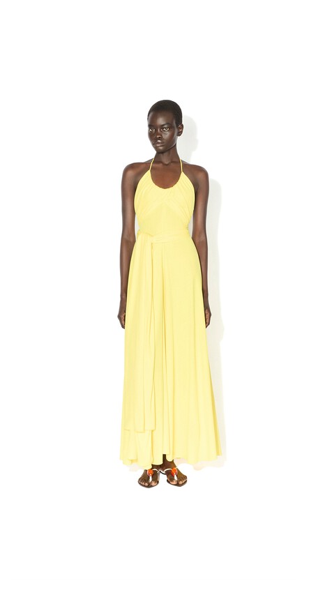 ALA&Iuml;A CROSSED JERSEY DRESS BEIGE JEWELRY - View 2