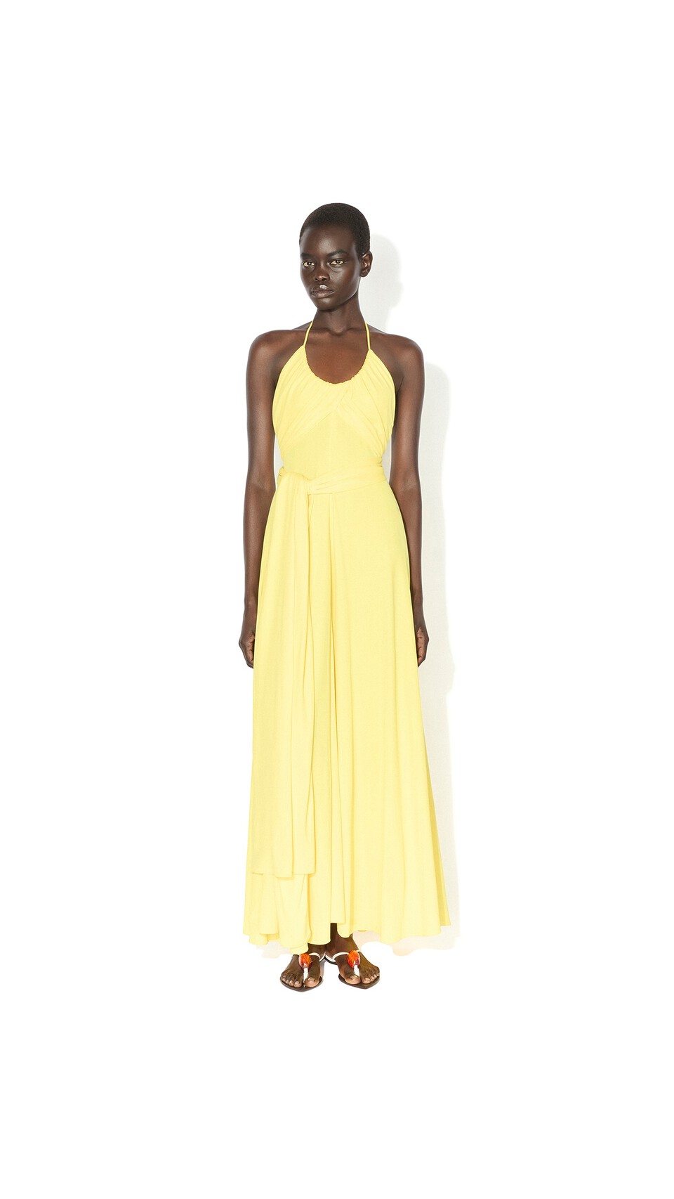 ALA&Iuml;A CROSSED JERSEY DRESS BEIGE JEWELRY - View 2
