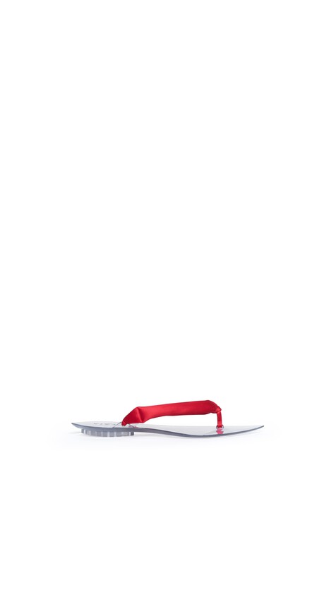 ALA&Iuml;A INVISIBLE THONG IN SATIN ORANGE-RED