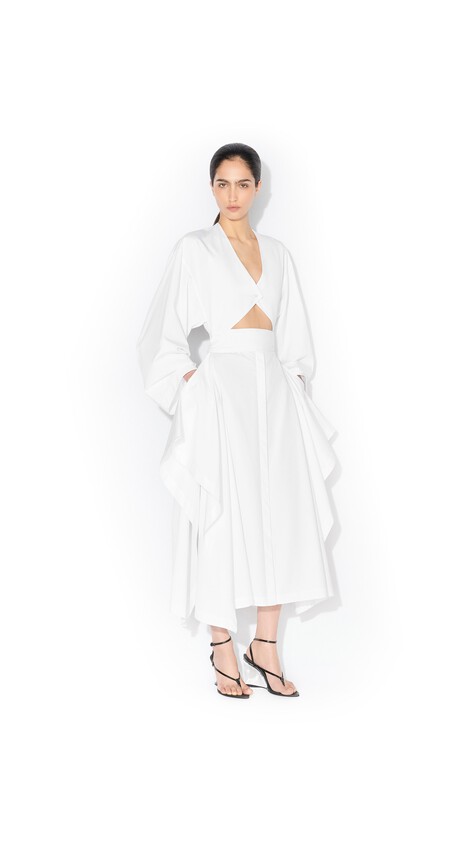ALA&Iuml;A POPLIN TRENCH DRESS WHITE - View 2
