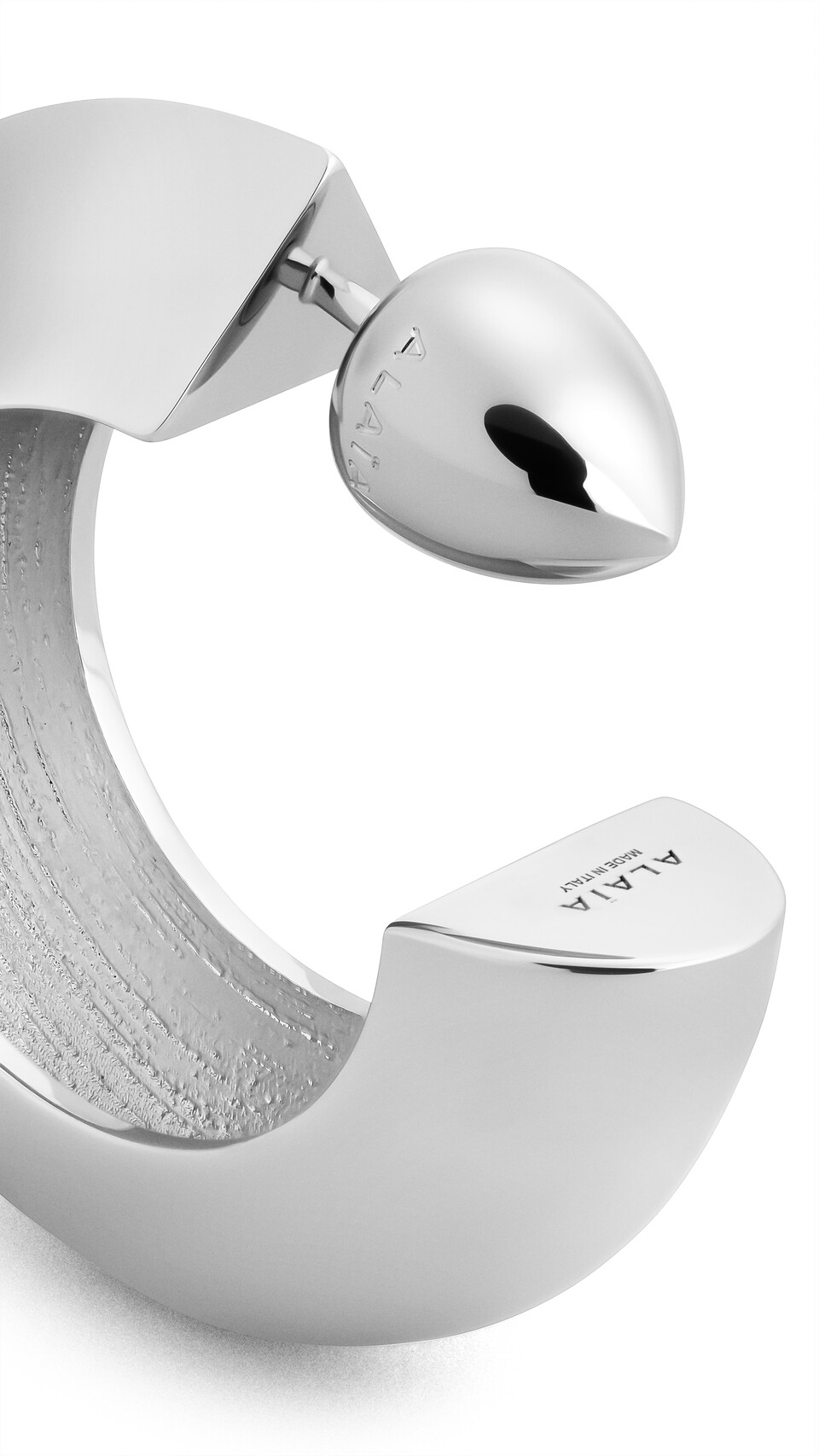 ALA&Iuml;A ORECCHINI A CERCHIO EDGE ARGENTO BIANCO - View 2