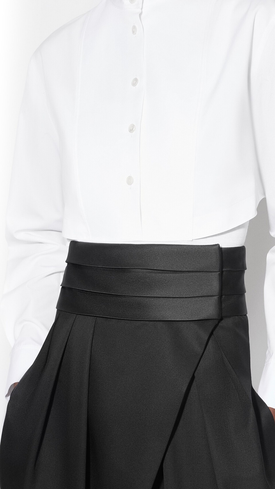 ALA&Iuml;A LAYER COTTON POPLIN SHIRT WHITE - View 4