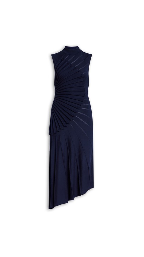 ALA&Iuml;A SCULPTING WOOL DRESS MIDNIGHT