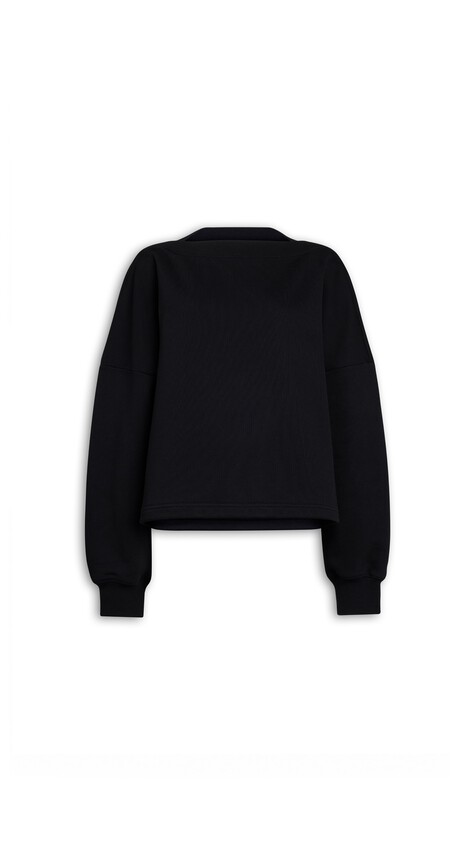 ALA&Iuml;A BOATNECK FLEECE SWEAT BLACK