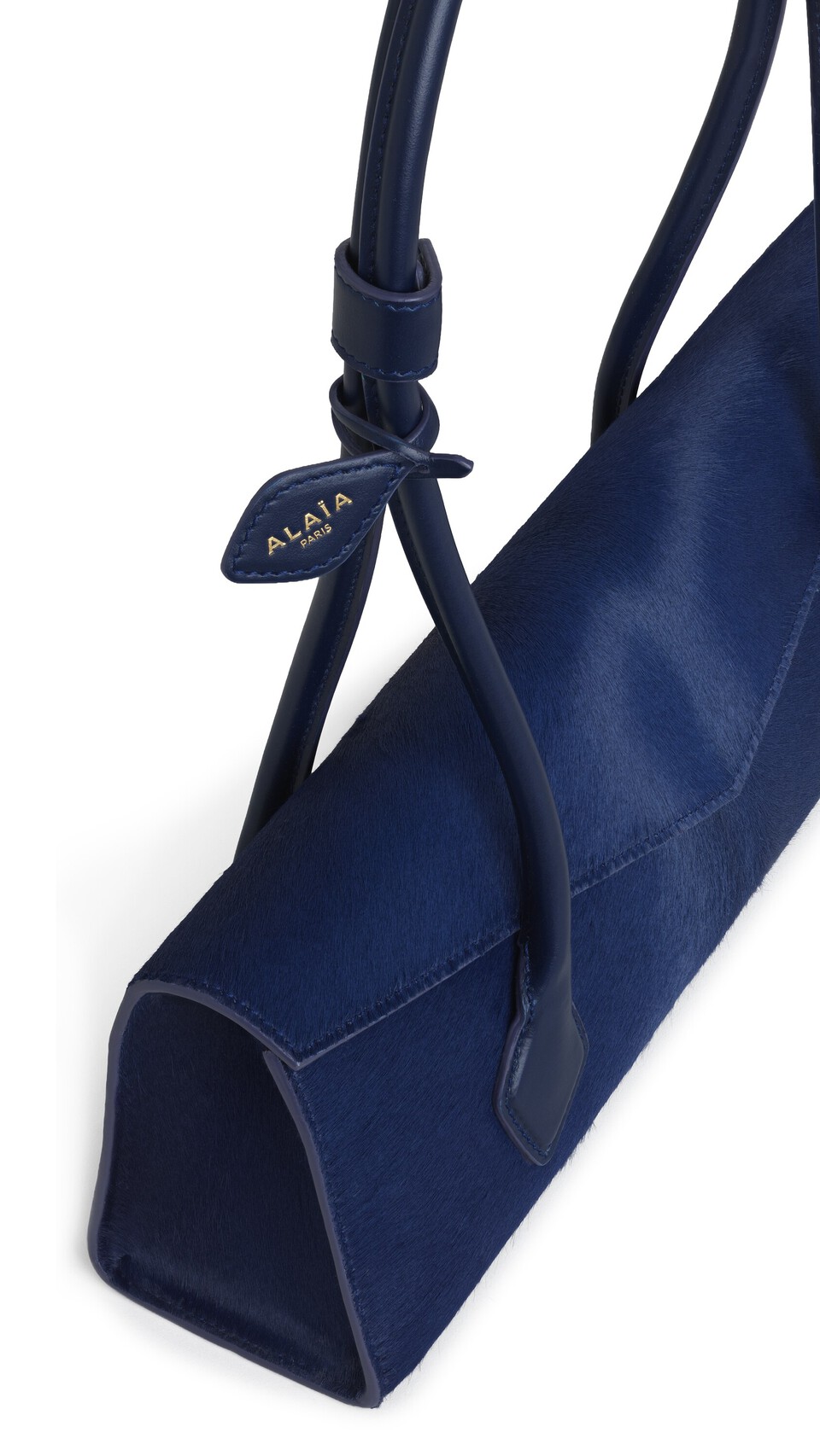 ALA&Iuml;A LE TECKEL FLAP MEDIUM BAG IN HAIRCALF BLUE - View 3