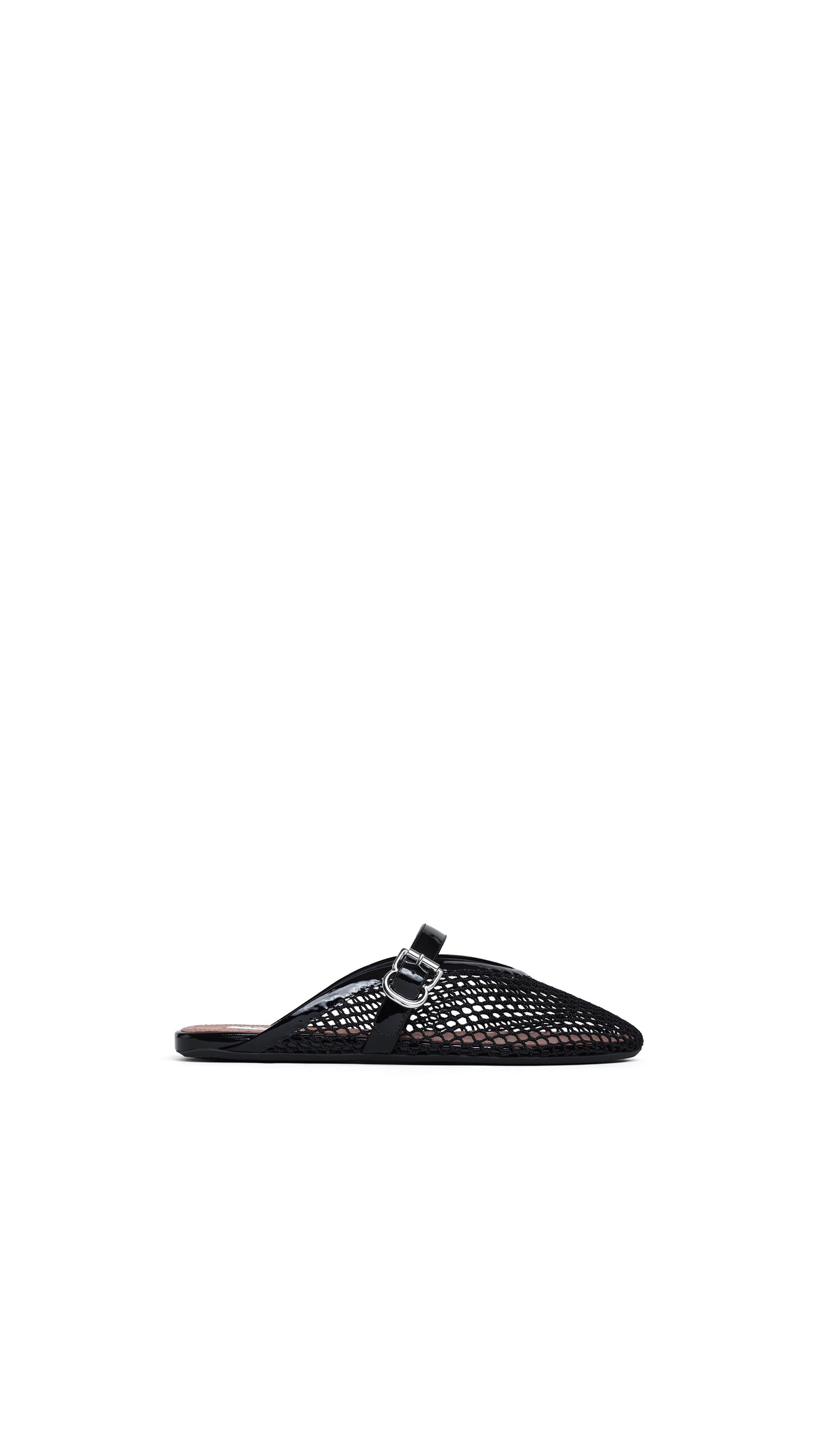 ALA&Iuml;A FLAT MULES IN FISHNET BLACK