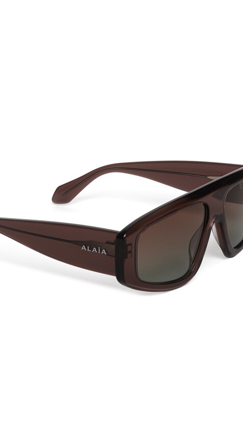 ALA&Iuml;A AVIATOR MASK SUNGLASSES BROWN/GREEN - View 2