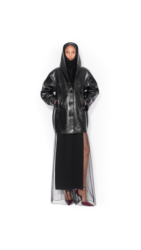 HOODED SHEARLING PARKA