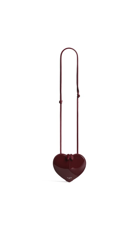 ALA&Iuml;A LE C&OElig;UR SMALL BAG IN PATENT LEATHER GARNET RED