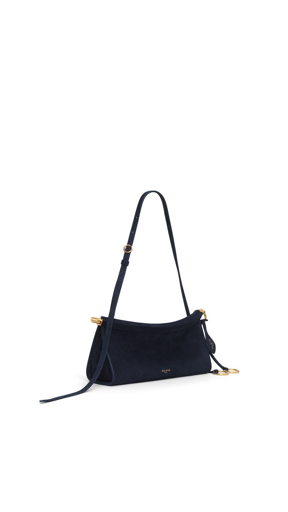 ALA&Iuml;A LE CLICK EAST WEST SMALL BAG IN SUEDE MIDNIGHT - View 2