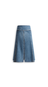 FADED BLUE - ALA&Iuml;A DENIM SLIT SKIRT