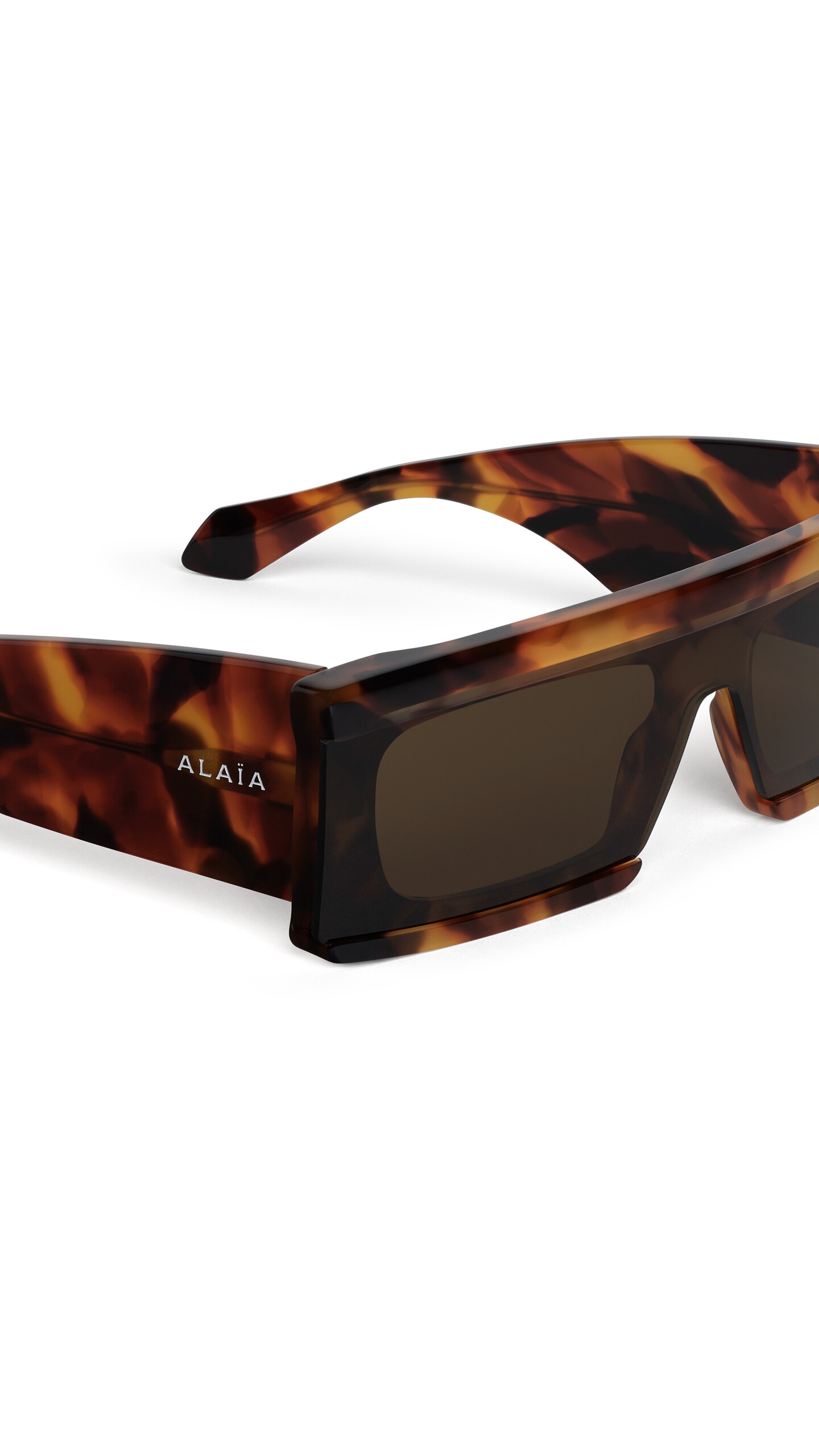 ALA&Iuml;A RECTANGULAR MASK SUNGLASSES HAVANA/BROWN - View 3