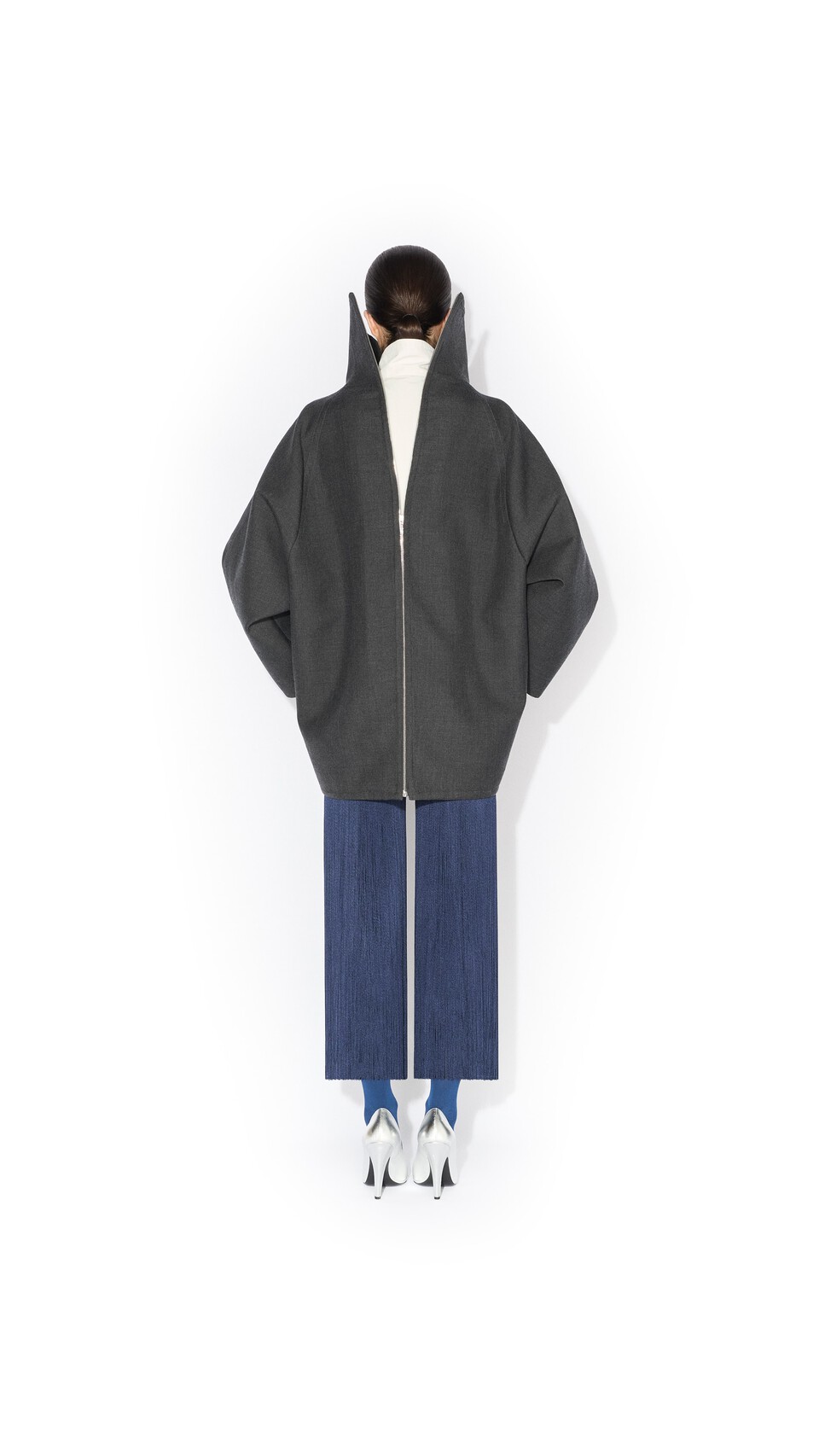ALA&Iuml;A LAYERED WOOL COAT ANTHRACITE - View 3