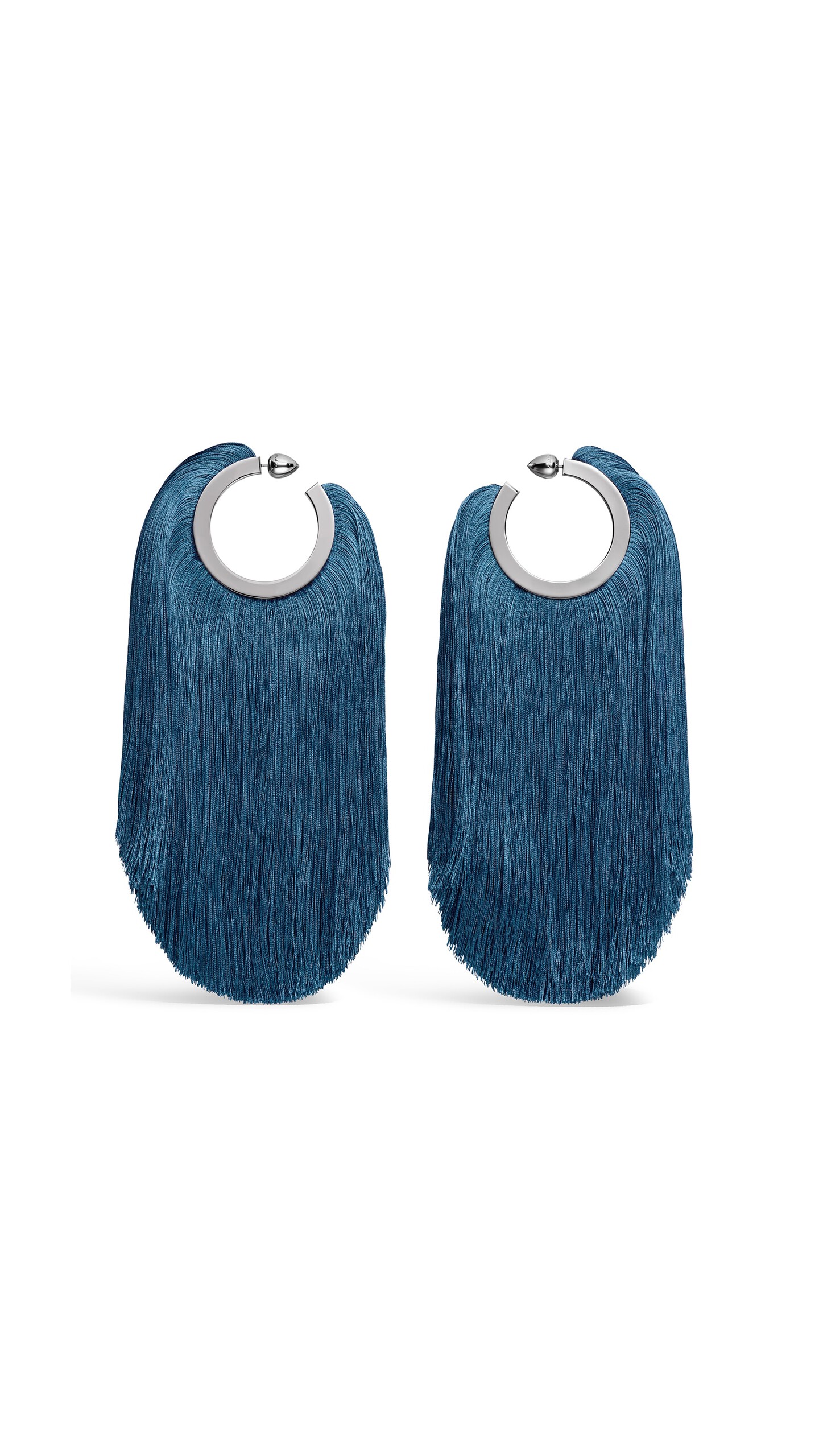 ALA&Iuml;A FRINGED HOOP EARRINGS BLUE
