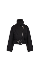 BLACK - ALA&Iuml;A LAYERED COTTON BIKER JACKET