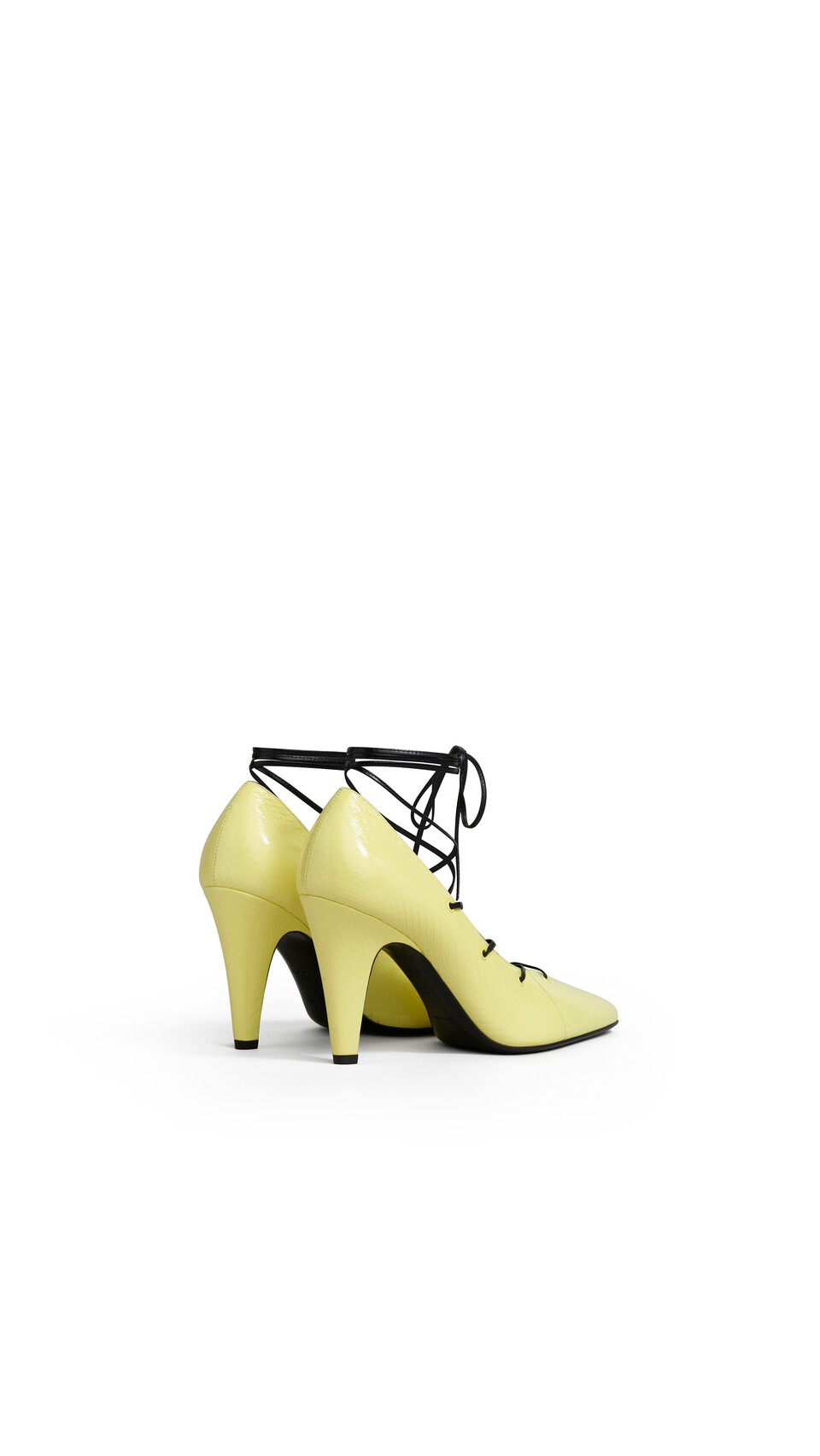 ALA&Iuml;A CONE LACED PUMPS IN AYERS LEATHER PALE YELLOW - View 3