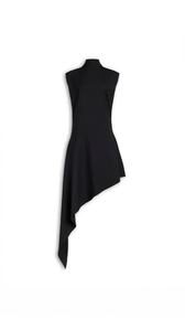 BLACK - ALA&Iuml;A WOOL GABARDINE POINTED DRESS