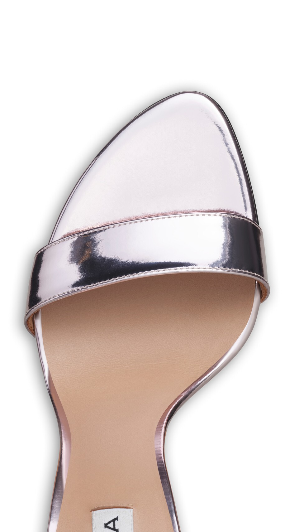 ALA&Iuml;A CONE SANDALS IN MIRROR CALFSKIN BLUSH/SILVER - View 4