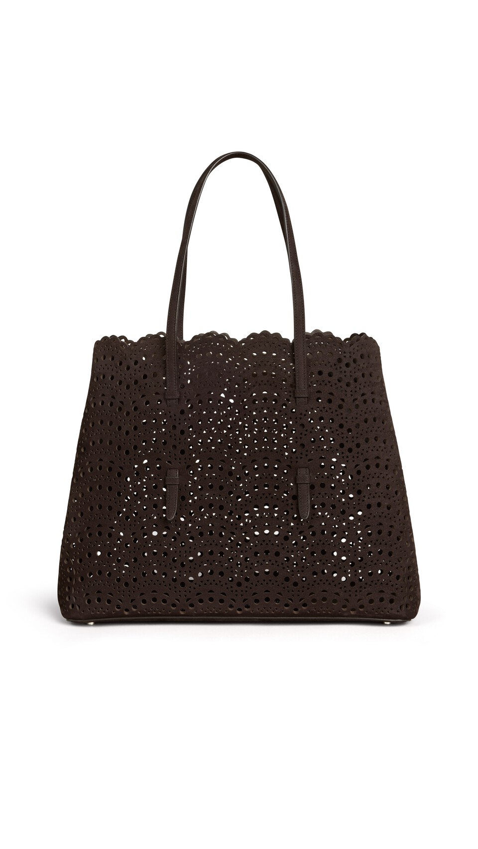 ALA&Iuml;A MINA 37 BAG IN VIENNE WAVE NUBUCK DARK BROWN