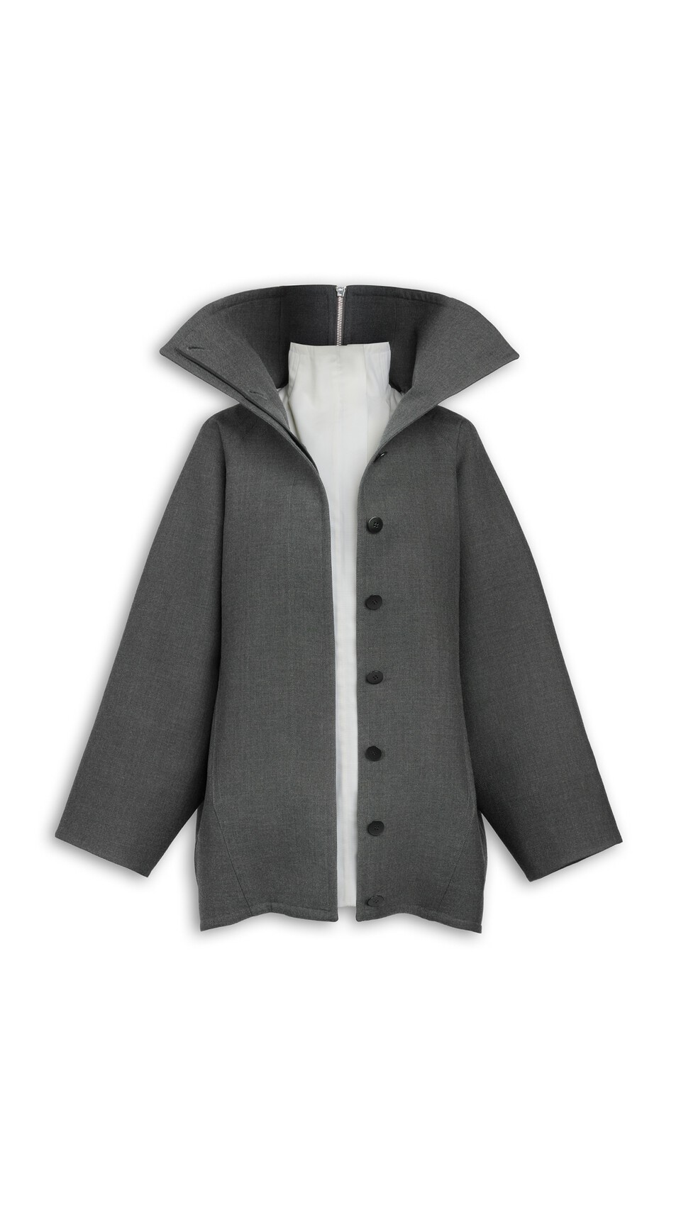 ALA&Iuml;A LAYERED WOOL COAT ANTHRACITE - View 6