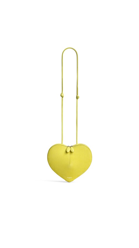 ALA&Iuml;A LE C&OElig;UR BI-MATERIAL BAG IN LEATHER LEMON YELLOW