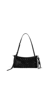 BLACK - ALA&Iuml;A LE CLICK EAST WEST SMALL BAG IN SATIN CORD