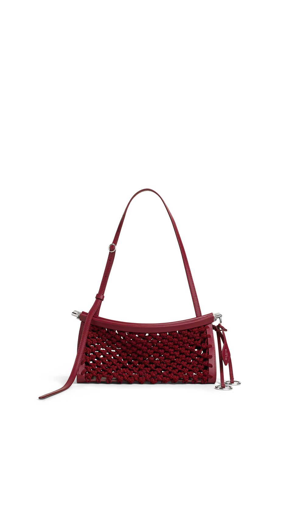 ALA&Iuml;A LE CLICK EAST WEST SMALL BAG IN SATIN CORD BORDEAUX