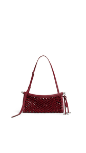 BORDEAUX - ALA&Iuml;A LE CLICK EAST WEST SMALL BAG IN SATIN CORD
