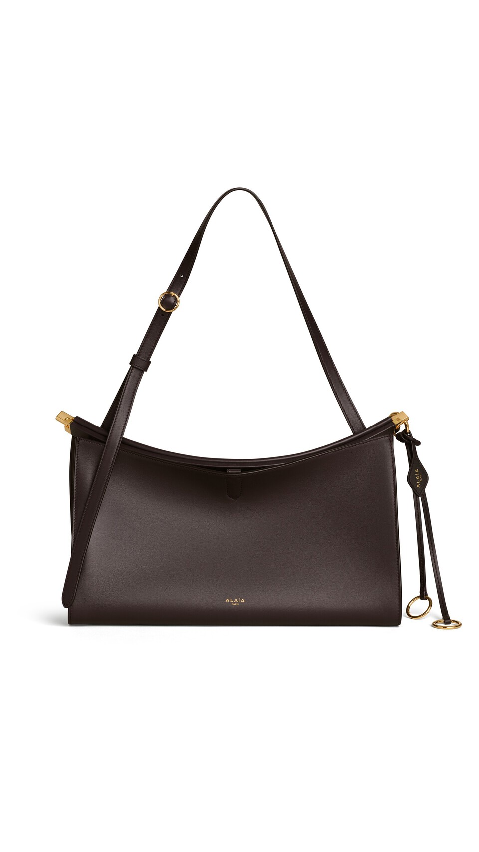 ALA&Iuml;A LE CLICK POCKET 35 BAG IN CALFSKIN DARK BROWN