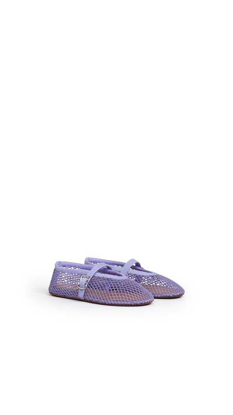 ALA&Iuml;A BALLET FLATS IN FISHNET AND SUEDE LILAC - View 2