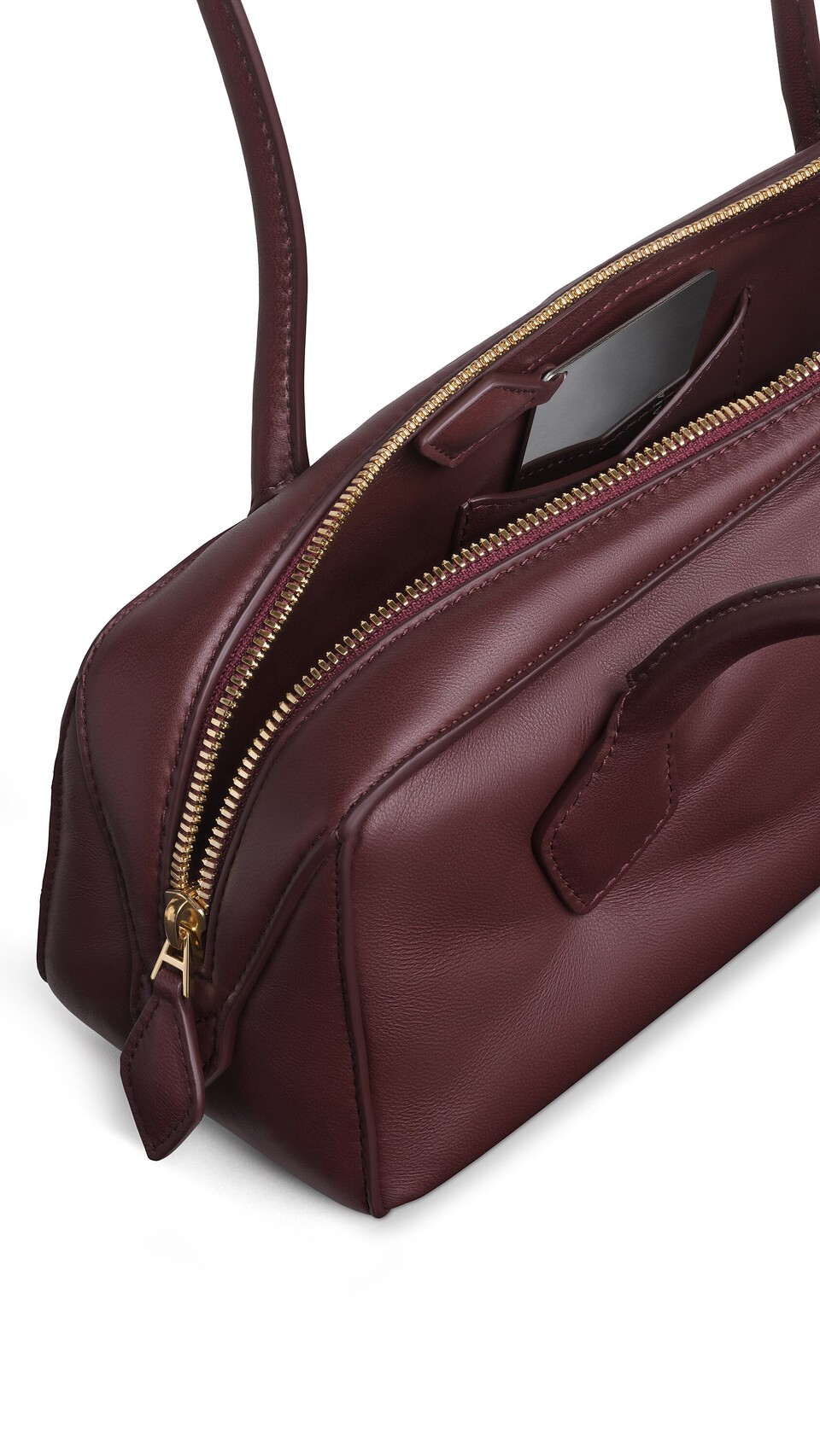 ALA&Iuml;A LE TECKEL MEDIUM BAG IN PADDED LEATHER GARNET RED - View 3