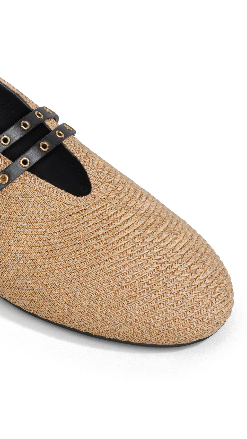 ALA&Iuml;A BALLET FLATS IN PAPER STRAW NATURAL - View 3