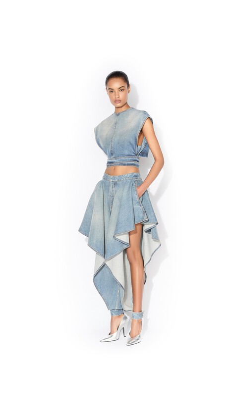 ALA&Iuml;A PANELLED FADED JEANS FADED BLUE - View 2