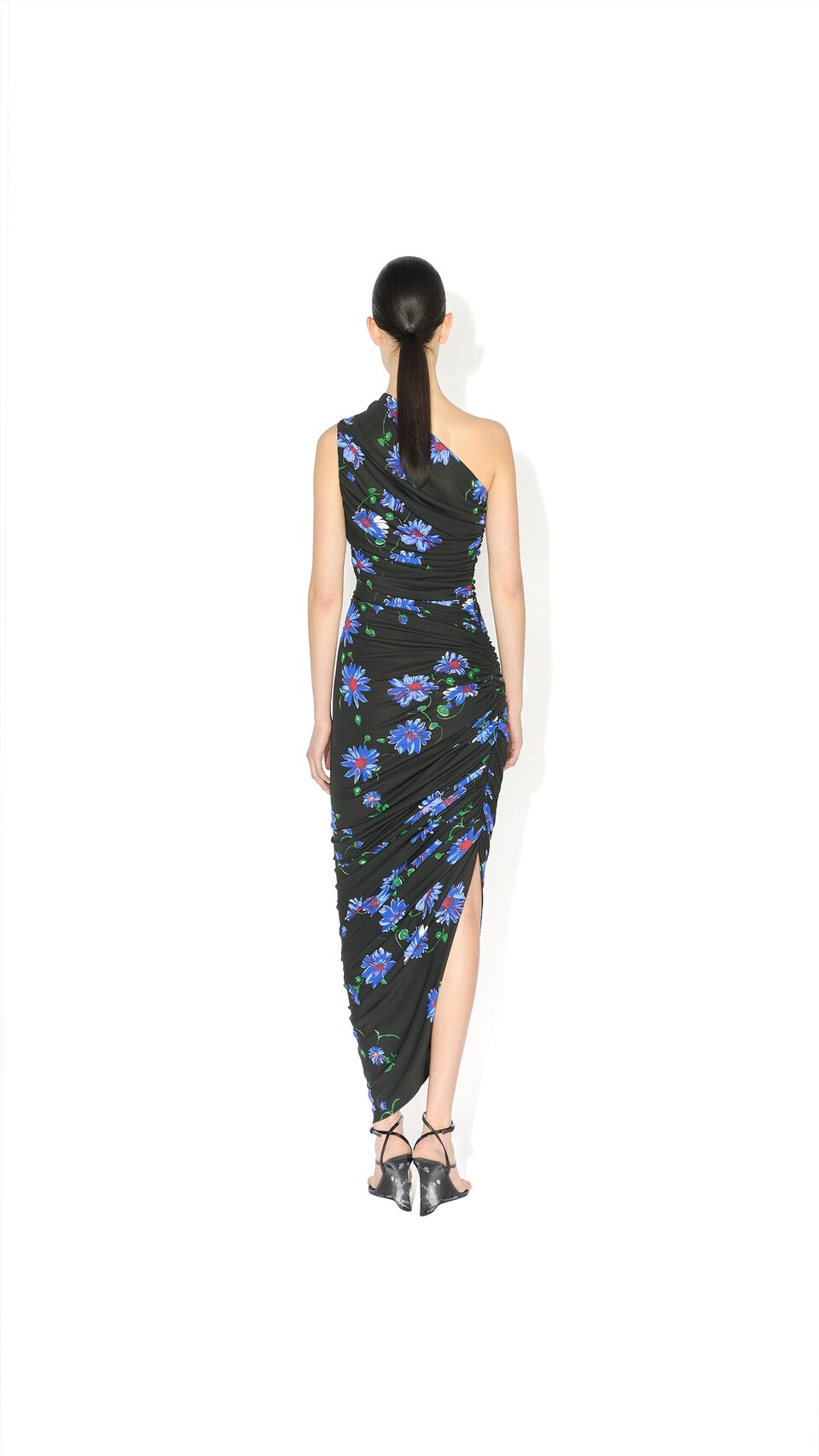ALA&Iuml;A PRINTED CUTOUT DRESS BLACK/BLUE - View 4